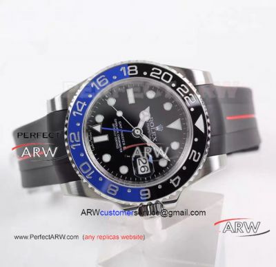 Perfect Replica Rolex GMT Master II 40mm Watch Blue Black Ceramic Rubber B Strap
